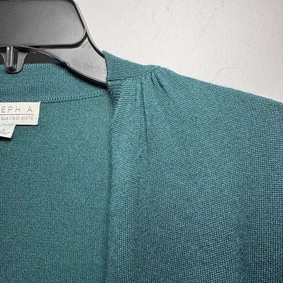 Joseph A Open Front Green long-sleeve cardigan with fringe hem. Size S - Picture 4 of 9